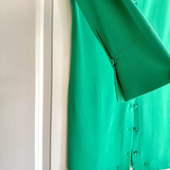 NWT THE ANDAMANE Ginevra Long Sleeve Mini Shirt Dress in Green Size 42 US 6 - Picture 5 of 7